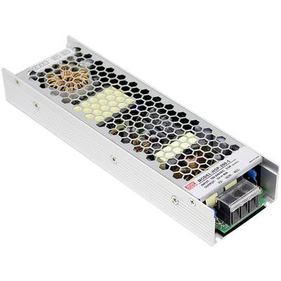 Obdélníkový napájecí zdroj s větraným krytem a několika elektronickými komponenty uvnitř. Vhodný pro průmyslové aplikace.