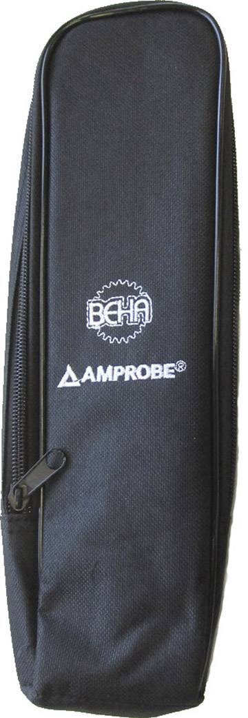 Černé pouzdro se zipem s logy společností 'Amprobe' a 'BCH', vhodné pro ukládání nástrojů.