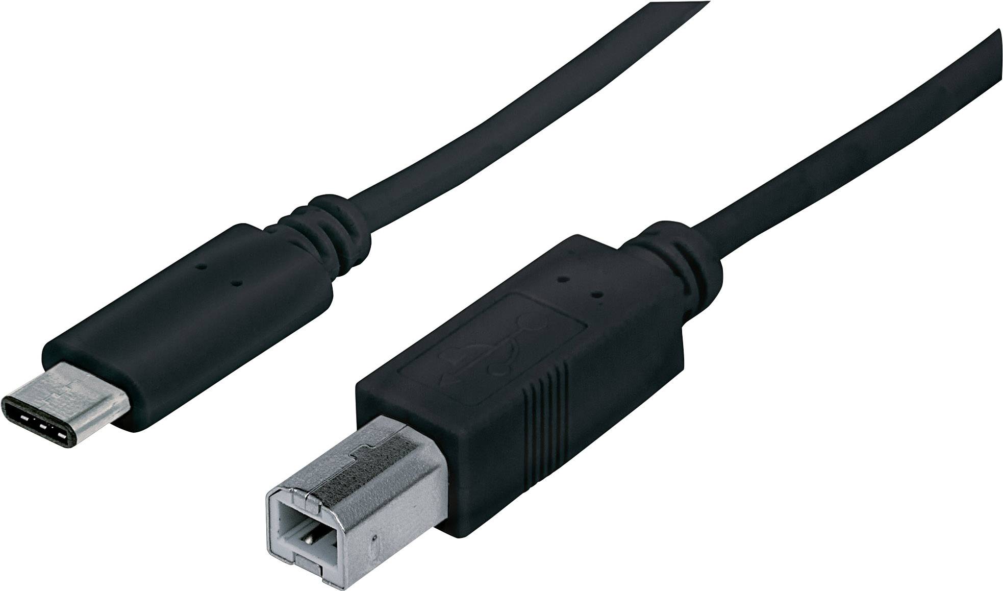 Manhattan USB kabel USB 2.0 USB-C ® zástrčka, USB-B zástrčka 1.00 m černá UL certifikace 353304