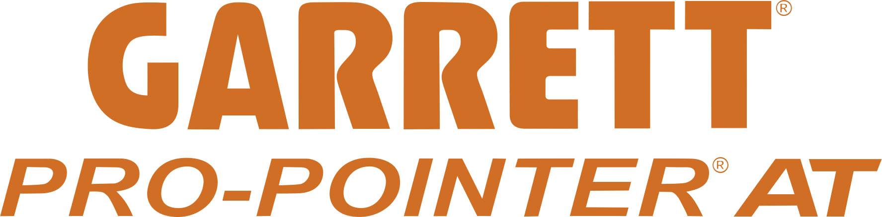 'GARRETT PRO-POINTER AT' v oranžovém písmu.