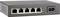 Síťový switch s pěti ethernetovými porty a napájecím konektorem na pravé straně.