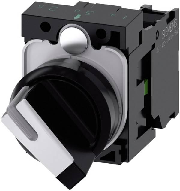 Siemens  3SU11002BF601BA0  3SU1100-2BF60-1BA0  kloubový spínač   plastový přední prstenec  otočný přepínač  černá, bílá  1 x 90 °    1 ks  Piece