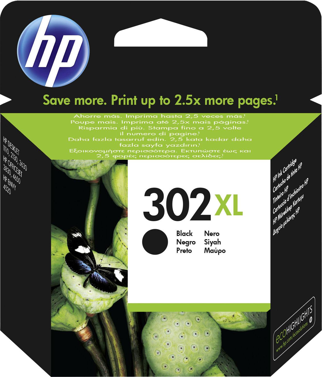 HP 302XL Ink originál černá F6U68AE Inkousty
