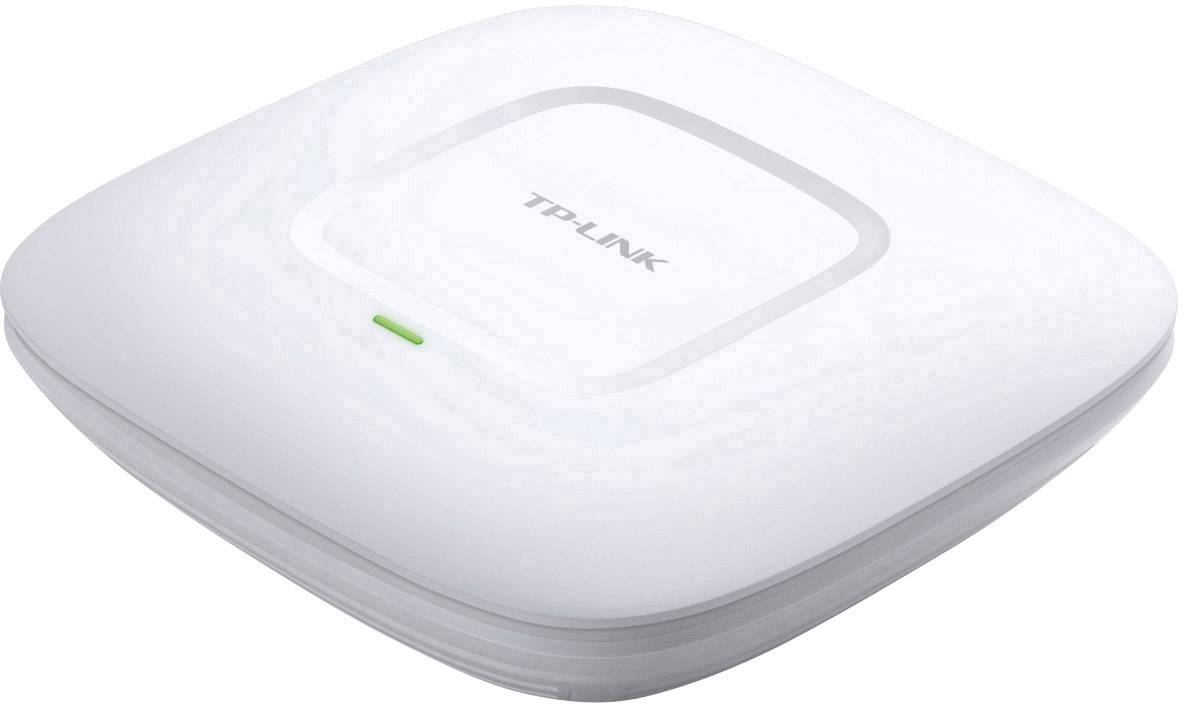 Bílý přístupový bod Wi-Fi od TP-Linku s malou zelenou LED diodou na přední straně.