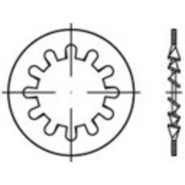 TOOLCRAFT  138337 ozubená podložka vnitřní Ø: 7.4 mm  DIN 6797   pružinová ocel  250 ks