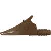 Bezpečnostná krokosvorka Cliff Croc Clip FCR79900N, konektor 4 mm, CAT III 1000 V, hnedá