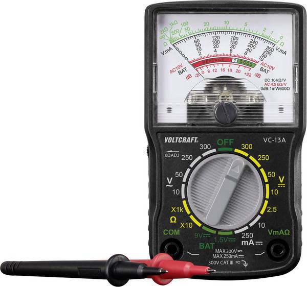 VOLTCRAFT VC-13A analogový multimetr, Kalibrováno dle (DAkkS), CAT III 300 V