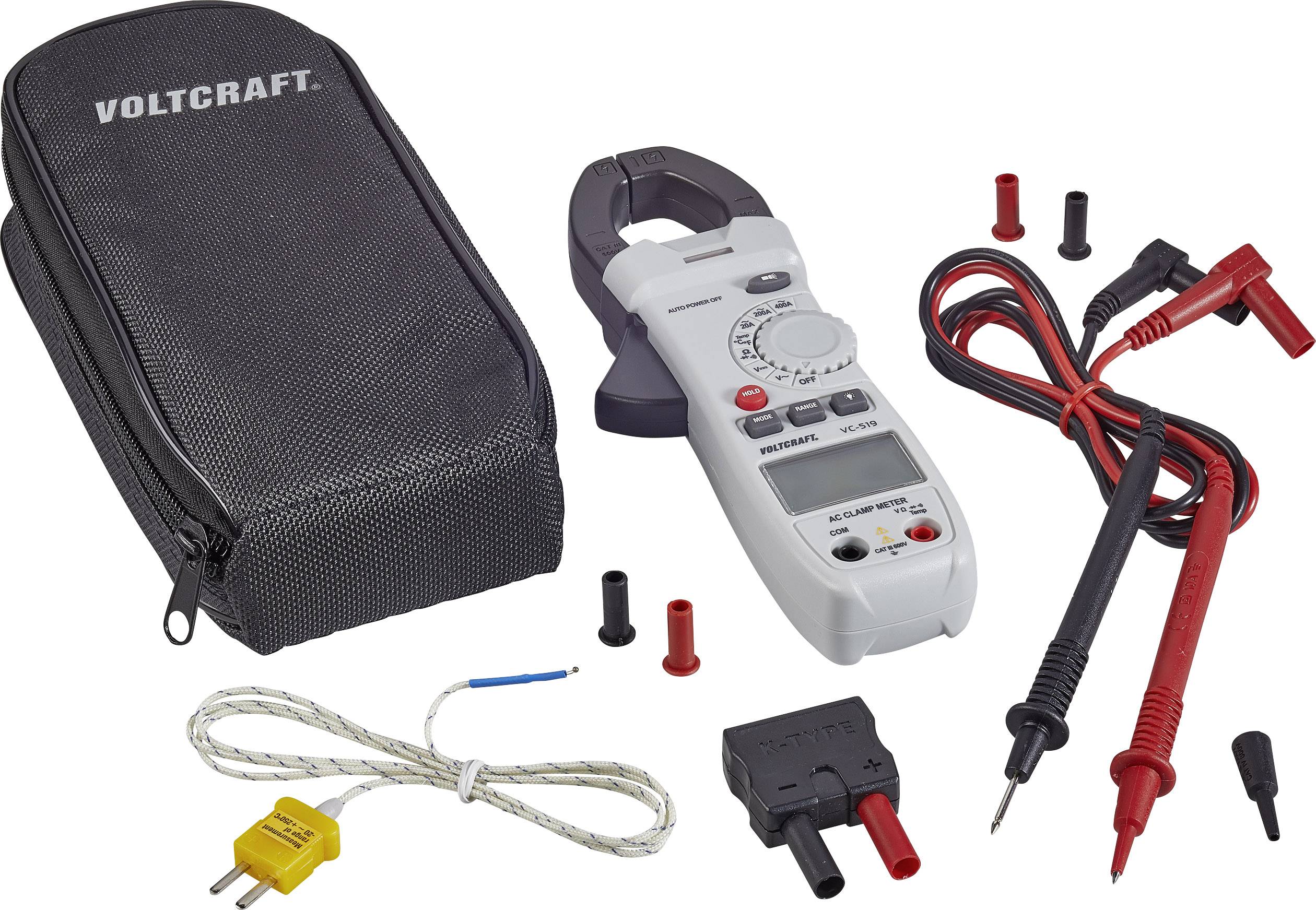Měřicí přístroj - sada skládající se z kleští, měřicích kabelů, měřicích adaptérů a tašky. Vhodné pro elektrická měření.