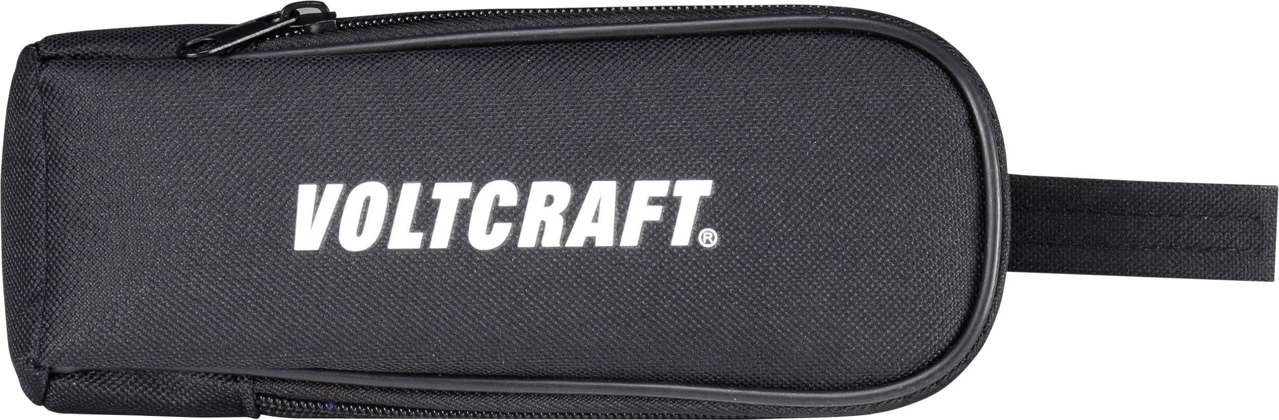 Černé, podlouhlé pouzdro se zipem a logem 'Voltcraft' v bílé barvě. Vhodné pro uložení menších předmětů nebo nástrojů.
