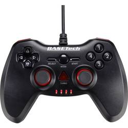 Gamepad Basetech USB Vibration, černá, červená