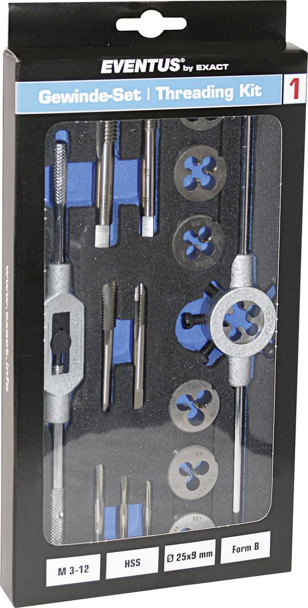 Eventus by Exact 70607 sada závitníků 16dílná HSS metrický M3, M4, M5, M6, M8, M10, M12