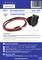 Zásuvka s červeným a černým kabelem, max. 90 A. Text popisuje technické detaily a příslušenství značky BAAS 'bike parts'. URL: www.baas-parts.de.