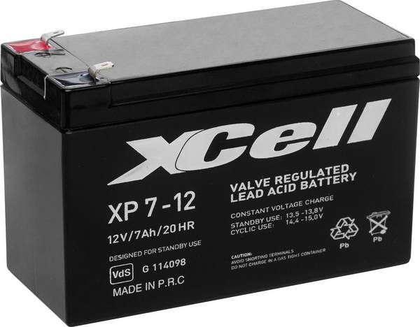 XCell XP712F2 XCEXP712F2 olověný akumulátor 12 V 7 Ah olověný se skelným rounem (š x v x h) 151 x 94 x 65 mm plochý konektor 6,35 mm bezúdržbové, VDS certifikace