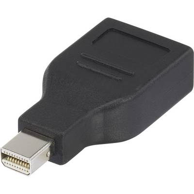Černý adaptér s pozlacenou HDMI zástrčkou na jedné straně a vstupem Mini DisplayPort na straně druhé.