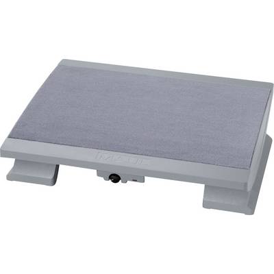 Šedá podnožka, mírně zahnutá, s protiskluzovým povrchem. Slouží k ergonomické podpoře při sezení.