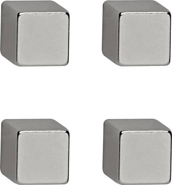 Maul neodymový magnet MAUL (š x v x h) 10 x 10 x 10 mm krychle stříbrná 4 ks 6169296