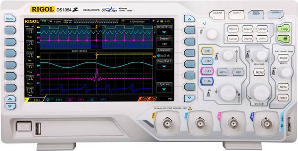 Rigol DS1054Z digitální osciloskop Kalibrováno dle (DAkkS), 50 MHz, 1 GSa/s, 24 Mpts, 8 Bit, s pamětí (DSO), 1 ks, DS1054Z-D