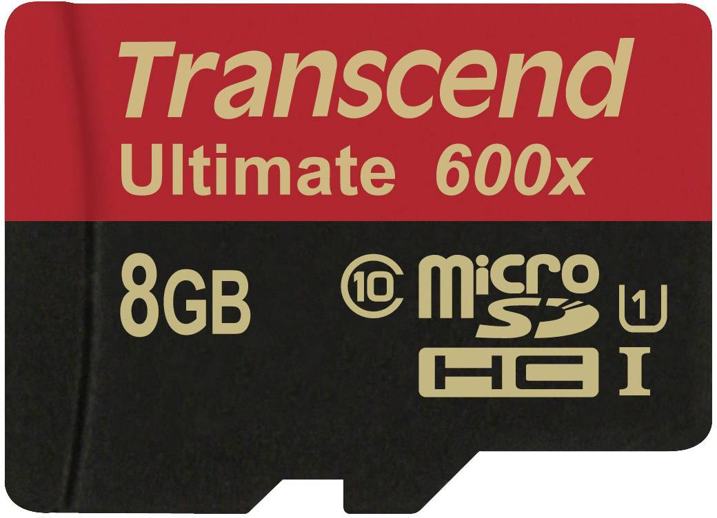 Karta Transcend Ultimate 600x MicroSD s kapacitou 8 GB, třída 10.