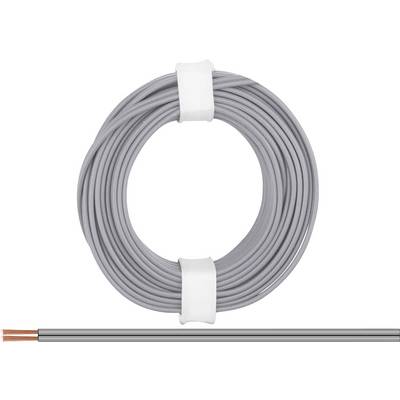 Šedý kabel svinutý a upevněný bílými stahovacími páskami, pod ním úsek s odhalenými měděnými vodiči.