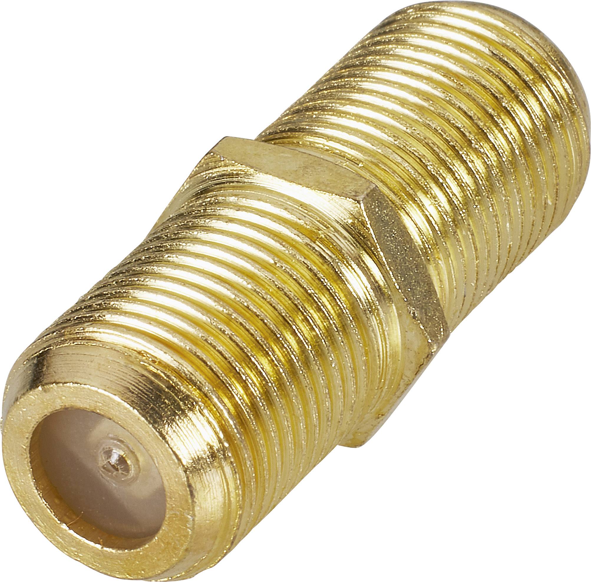 Zlatý koaxiální adaptér se závitem na obou stranách. Vhodný pro propojení koaxiálních kabelů v audio a video systémech.