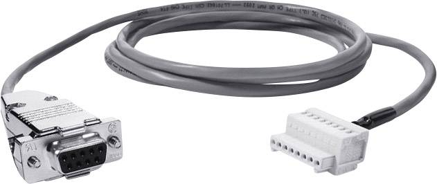 Sériový kabel RS-232 s 9-kolíkovým konektorem a bílým vícepólovým konektorem na druhém konci.