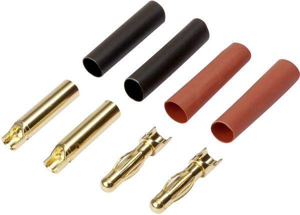 Reely RE-6534192 zásuvkový konektor k propojení akumulátoru a regulátoru RC modelu, zástrčkový konektor k propojení akumulátoru a regulátoru RC modelu 4 mm pozlacené 40 pár