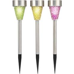 LED solárne záhradné svetlo Renkforce Mosaik, sada 3 ks, IP44, farebná, hliník