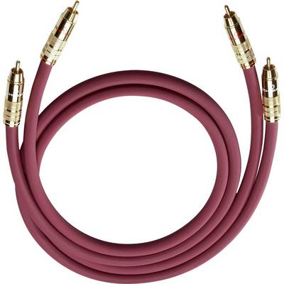 Dva červené RCA kabely se zlatými konektory, umístěné vedle sebe. Vhodné pro audio připojení.