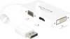 Delock 62655 DisplayPort / VGA / HDMI / DVI adaptér [1x zástrčka DisplayPort - 1x VGA zásuvka, HDMI zásuvka, DVI zásuvka 24+1pólová] bílá s feritovým jádrem 16.00 cm