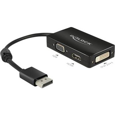 Adaptér 'Delock': Konvertor kabelů DisplayPort s rozhraním DVI, HDMI a VGA pro videovýstup.