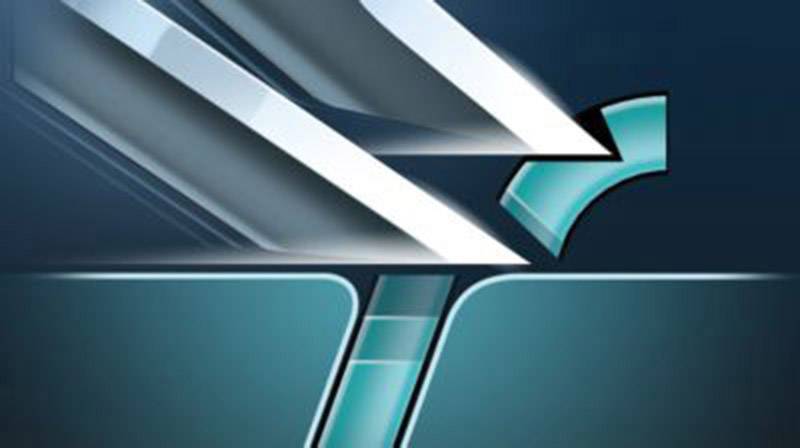 Abstraktní digitální design s dynamickými liniemi a modrými barevnými přechody.