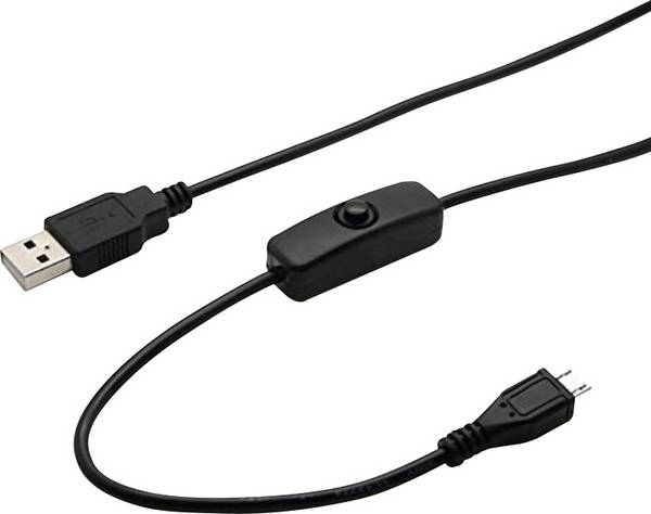 Joy-it K-1470 Napájecí kabel Raspberry Pi®, Arduino, BBC micro:bit [1x USB 2.0 zástrčka A - 1x micro USB 2.0 zástrčka B] 1.50 m černá vč. vypínače