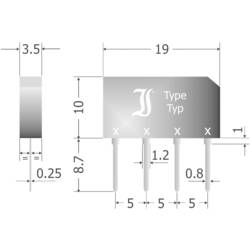 Křemíkový můstkový usměrňovač Diotec B80C2300-1500B, U(RRM) 160 V, 1,5 A, SIL