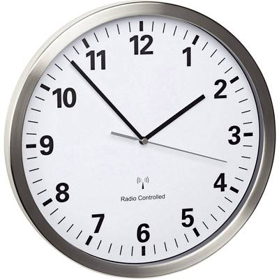 TFA Dostmann 60.3523.02 DCF nástěnné hodiny 30.5 cm x 4.3 cm, nerezová ocel, tiché hodiny (bez tikání) , funkce úspory e