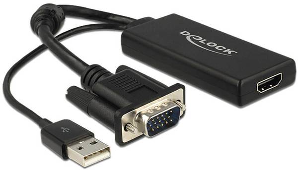 Delock 62668 VGA / HDMI adaptér [1x VGA zástrčka - 1x HDMI zásuvka] černá  25.00 cm