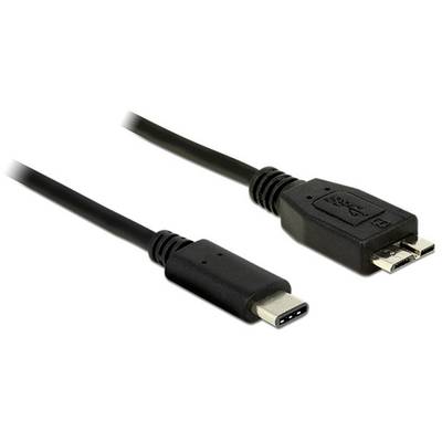 Černý kabel s konektorem USB-C a micro-USB konektorem, který se používá k propojení různých zařízení.