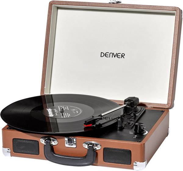 Kufříkový USB gramofon Denver VPL-120, hnědá