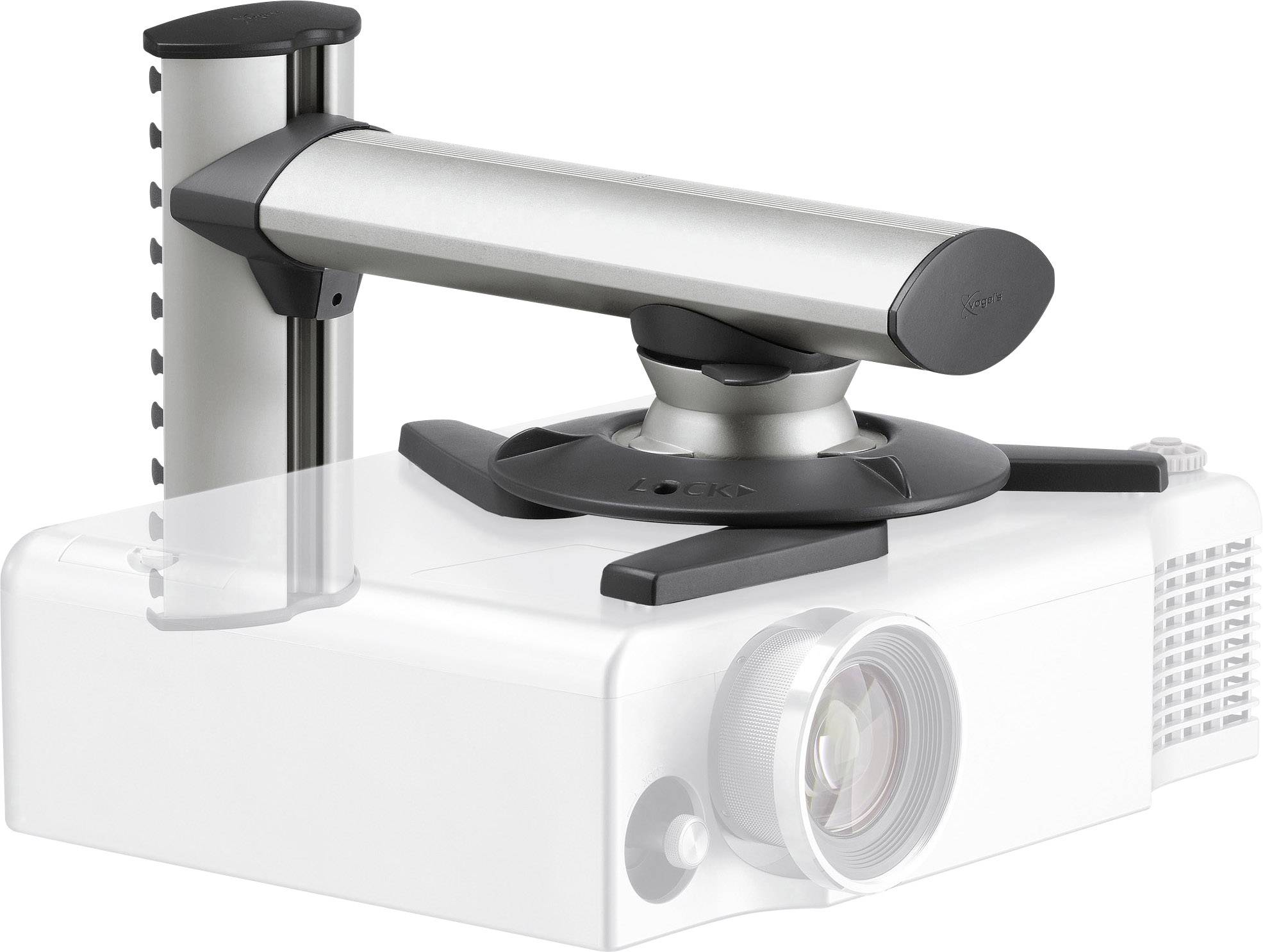 Stropní držák projektoru s otočným ramenem, vhodný pro flexibilní nastavení polohy a stabilní upevnění.