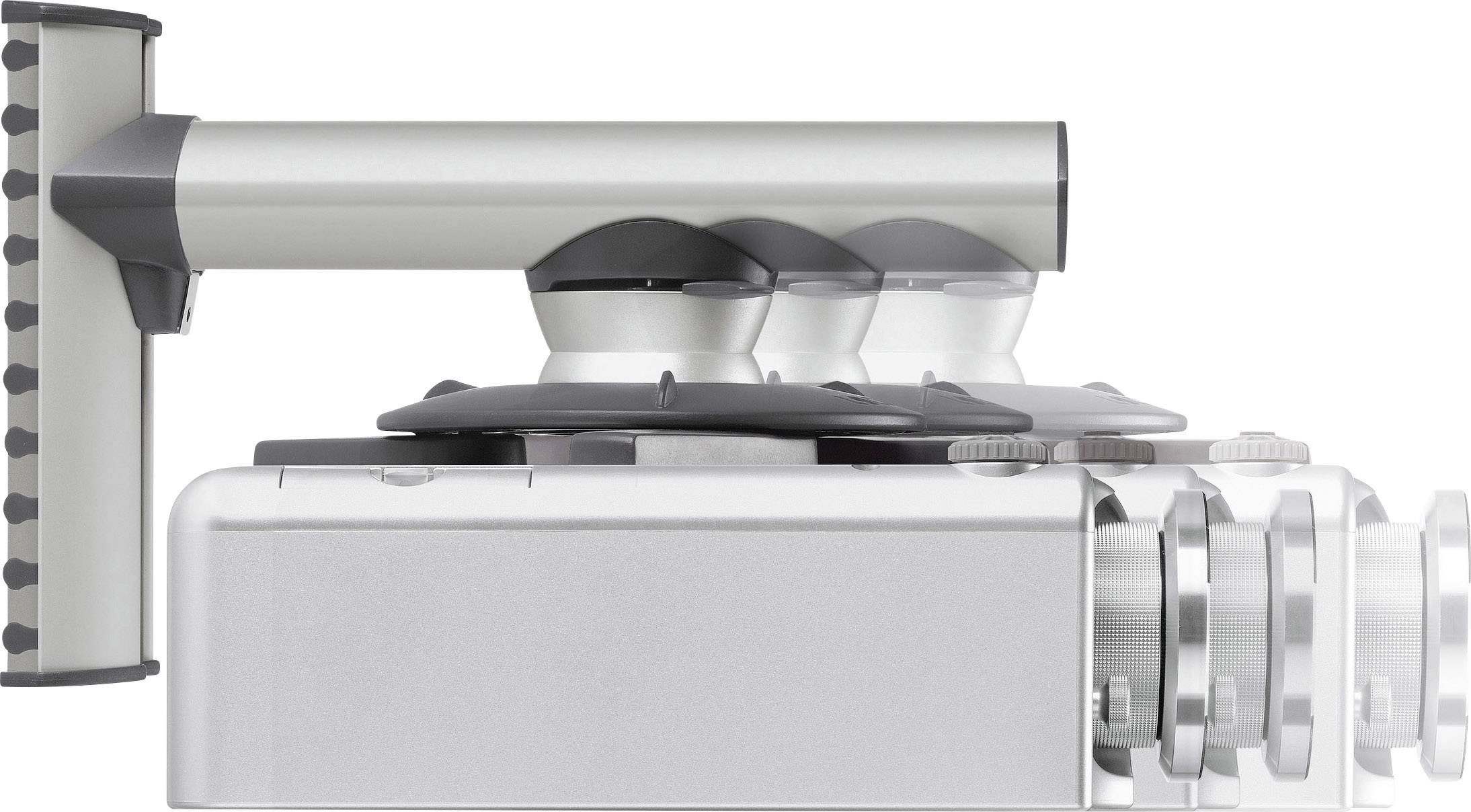 Montážní postup modulárního objektivu: Kroky zleva doprava ukazují postupné upevnění na tělo fotoaparátu.