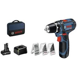 Aku vrtací šroubovák Bosch Professional GSR12V-15, 12 V, 2 Ah Li-Ion akumulátor, 2 akumulátory, vč. příslušenství, taška