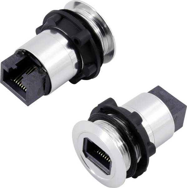TRU COMPONENTS 1417396, zásuvkový modul RJ45, zásuvka, vestavná, stříbrná, 1 ks