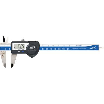 Digitální posuvné měřítko zobrazuje naměřenou hodnotu '16,25'. Stupnice od 0 do 200 mm. Nástroj pro přesné měření délek.