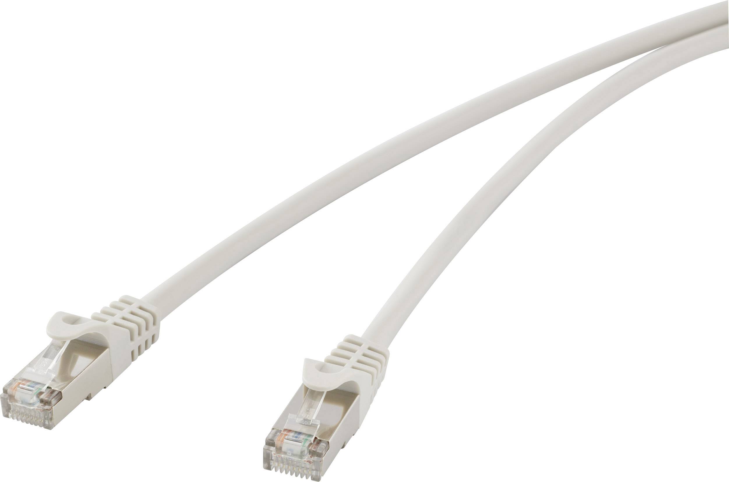 Dva bílé ethernetové kabely s konektory RJ45 míří v opačných směrech a symbolizují síťové připojení.