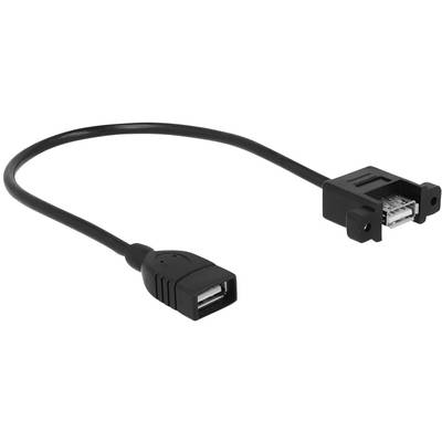 Černý prodlužovací USB kabel s USB-A konektorem na jedné straně a USB-A zásuvkou na straně druhé.
