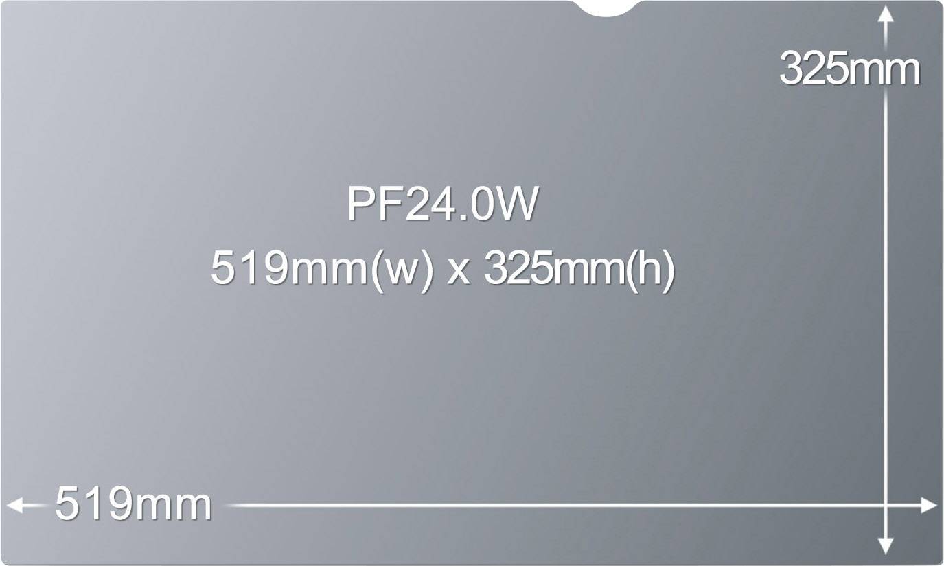 Šedý obdélník o rozměrech 519 mm šířky a 325 mm výšky. Text uprostřed: 'PF24.0W 519mm(š) x 325mm(v)'.