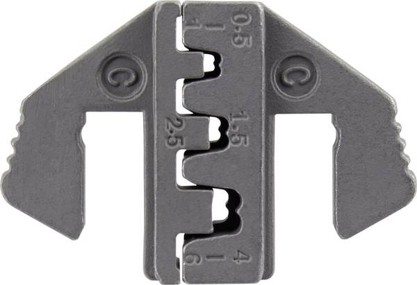 <br>  TOOLCRAFT<br>  PLE-0C<br>  Lisovací vložky<br>  <br>  plochý konektor<br>  Rozsah krimpování: 0.5 do 6 mm²<br><br>  Vhodné pro značku (kleště): TOOLCRAFT<br>  PZ-500<br>