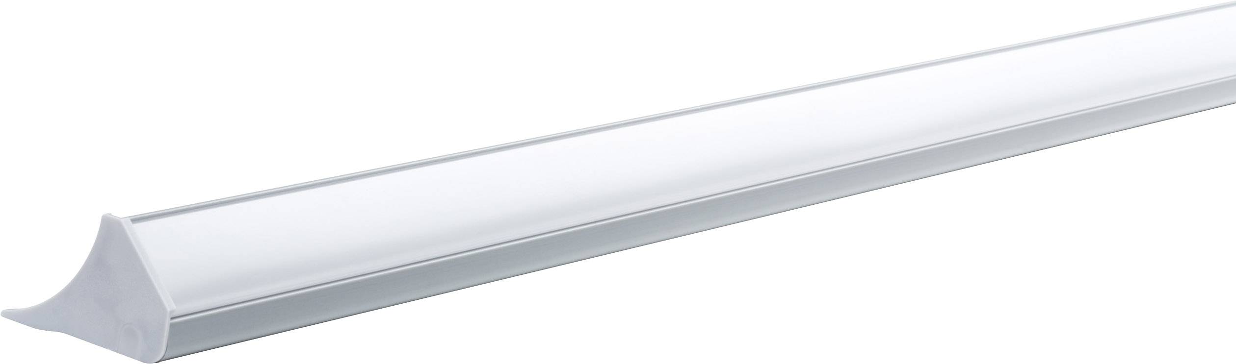 LED světelná lišta v úzkém, protáhlém designu s kovovým zadním dílem a difuzní krytkou, vhodná pro nenápadné osvětlení.