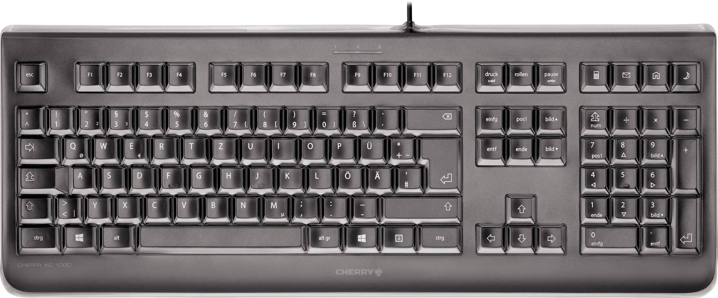 CHERRY KC 1068 USB klávesnice švýcarská, QWERTZ černá odolné proti stříkající vodě, odolné proti prachu