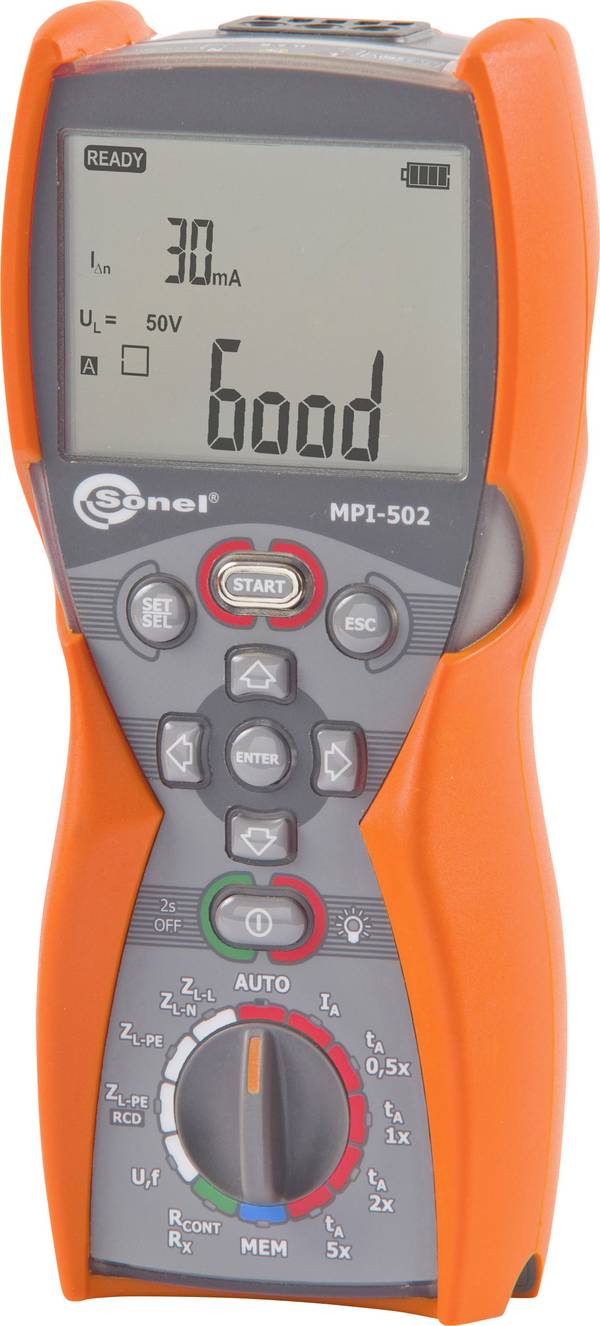 Sonel MPI-502 instalační tester, Norma VDE 0100, WMDEMPI502, EN a DE menu