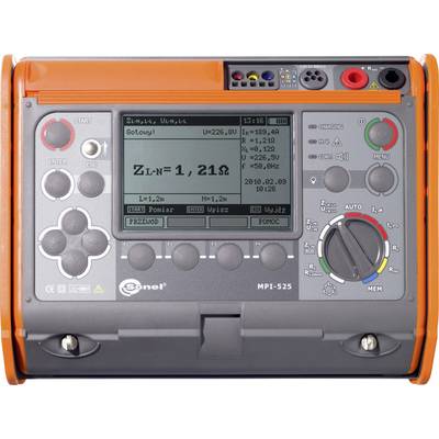 Elektronické měřicí zařízení s displejem; zobrazuje hodnotu odporu 'ZL-N=1,21Ω'. Jsou viditelné vstupní tlačítka a otočný knoflík pro ovládání.